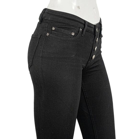 ALL SAINTS Women's Button Mast Skinny Jeans Jet Black size 24 - Picture 9 of 11